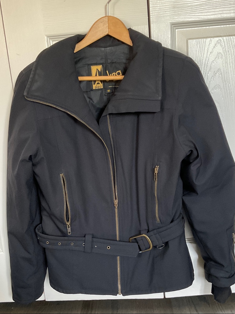 Women's Navy Ski & Snow Jacket with Belt